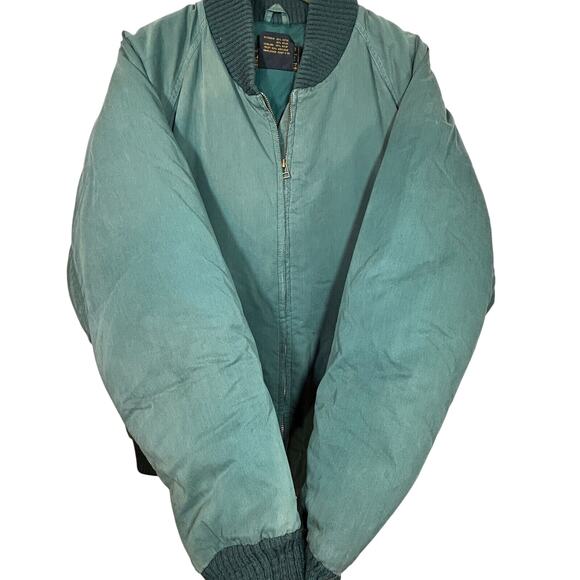 VINTAGE Eddie Bauer Jacket Mens L Tall Goose Down Flight Bomber Puffer 70s Green - Picture 8 of 14